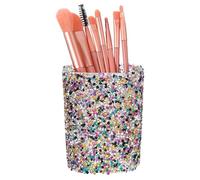 sourcing map Crystal Makeup Brush Holder Storage Box Round Pencil Case, 7.4 x 7.4 x 9.7 cm Multifunctional Rhinestone Pen Holder Nail Art Tool Holder for Home Office Studio, Mixed Colors
