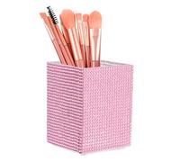 sourcing map Crystal Makeup Brush Holder Storage Box Square Pencil Case, 2.6x2.6x3.5inch Multifunctional Rhinestone Pen Holder Nail Art Tool Holder for Home Office Studio, Pink