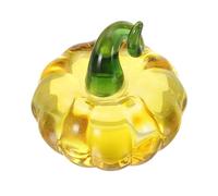 sourcing map Crystal Pumpkin Figurine, 1.5" Artificial Fruit Statue Crystal Ornaments Paperweight Glass Collectible Adornments for Home Office Centerpiece Decor, Yellow