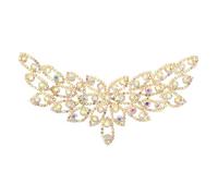 sourcing map Crystal Rhinestone Applique, Wedding Dress Decoration for Women DIY Manual Accessories, Sew on Rhinestone Jewelry Applique for Prom Wedding Dress Belt AB, Gold