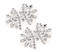 sourcing map Crystal Rhinestone Applique with Beads, Butterfly Handmade Sewing Hot Fix Applique for Bridal Wedding Dress Belt Shoes Decoration, Silver