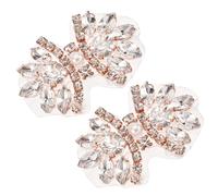 sourcing map Crystal Rhinestone Applique with Beads, Butterfly Handmade Sewing Hot Fix Applique for Bridal Wedding Dress Belt Shoes Decoration, Rose Gold