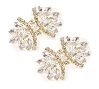 sourcing map Crystal Rhinestone Applique with Beads, Butterfly Handmade Sewing Hot Fix Applique for Bridal Wedding Dress Belt Shoes Decoration, Gold