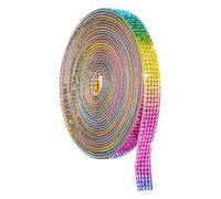 sourcing map Crystal Rhinestone Ribbon Roll, 5 Rows of 4 Yard Self Adhesive Crystal Strips, Rhinestone Stickers for Arts Crafts Wedding Birthdays Decoration Rainbow