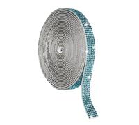 sourcing map Crystal Rhinestone Ribbon Roll, 5 Rows of 4 Yard Self Adhesive Crystal Strips, Rhinestone Stickers for Arts Crafts Wedding Birthdays Decoration Lake Blue