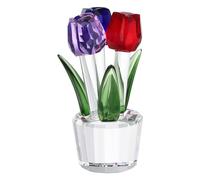 sourcing map Crystal Tulips Flower Figurine, Tulips Figurines Flowers Bouquet Ornaments Bouquet Decor Collectible for Birthday Anniversary Wedding Gifts Valentine's Day Gifts, Red/Purple/Blue