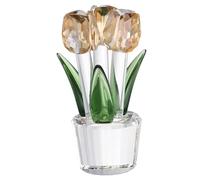 sourcing map Crystal Tulips Flower Figurine, Tulips Figurines Flowers Bouquet Ornaments Bouquet Decor Collectible for Birthday Anniversary Wedding Gifts Valentine's Day Gifts, Champagne