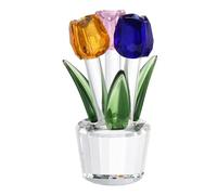 sourcing map Crystal Tulips Flower Figurine, Tulips Figurines Flowers Bouquet Ornaments Bouquet Decor Collectible for Birthday Anniversary Wedding Gifts Valentine's Day Gifts, Pink/Blue/Yellow