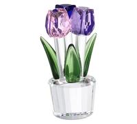 sourcing map Crystal Tulips Flower Figurine, Tulips Figurines Flowers Bouquet Ornaments Bouquet Decor Collectible for Birthday Anniversary Wedding Gifts Valentine's Day Gifts, Purple/Pink/Blue