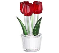 sourcing map Crystal Tulips Flower Figurine, Tulips Figurines Flowers Bouquet Ornaments Bouquet Decor Collectible for Birthday Anniversary Wedding Gifts Valentine's Day Gifts, Red
