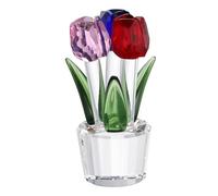 sourcing map Crystal Tulips Flower Figurine, Tulips Figurines Flowers Bouquet Ornaments Bouquet Decor Collectible for Birthday Anniversary Wedding Gifts Valentine's Day Gifts, Red/Pink/Blue
