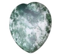 sourcing map Crystals Heart Healing Stone Ocean Grass Agate Thumb Natural Love Positive Energy FENG Shui Palm Worry Gemstone 1.6" for Balancing Meditation Anxiety Stress Relief White/Deep Green