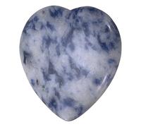 sourcing map Crystals Heart Healing Stones Blue Dot Stone Thumb Natural Love Positive Energy FENG Shui Palm Worry Gemstone 1.2" for Balancing Meditation Anxiety Stress Relief Powerful