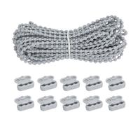 sourcing map Curtain Beaded Chain Cord, 10 Meter/10.9 Yards Roller Blind Bead Chain Cord Plastic Beaded Pull String with 10 Blind Chain Connectors for Roller Blind Replacement Part, Grey