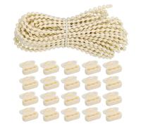 sourcing map Curtain Beaded Chain Cord, 10 Meter/10.9 Yards Roller Blind Bead Chain Cord Plastic Beaded Pull String with 20 Blind Chain Connectors for Roller Blind Replacement Part, Beige