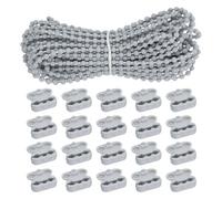 sourcing map Curtain Beaded Chain Cord, 10 Meter/10.9 Yards Roller Blind Bead Chain Cord Plastic Beaded Pull String with 20 Blind Chain Connectors for Roller Blind Replacement Part, Grey