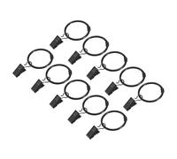 sourcing map Curtain Rings with Clips, 40pcs Drapery Curtain Clip Rings, 1 Inch Curtain Clip Rings Hooks for Curtain Rod (Black)