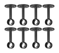 sourcing map Curtain Rod Closet Holders, 0.65'' Stainless Steel Wardrobe Pipe Lever Bracket, Ceiling Brackets Holder, Black 8Pcs