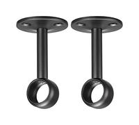 sourcing map Curtain Rod Closet Holders, 0.65'' Stainless Steel Wardrobe Pipe Lever Bracket, Ceiling Brackets Holder, Black 2Pcs