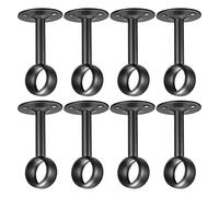 sourcing map Curtain Rod Closet Holders, 1'' Stainless Steel Wardrobe Pipe Lever Bracket, Ceiling Brackets Holder, Black 8Pcs