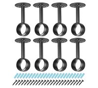 sourcing map Curtain Rod Closet Holders with Screws, 1.28'' Stainless Steel Wardrobe Pipe Lever Bracket, Ceiling Brackets Holder, Black 8Pcs