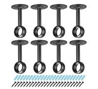 sourcing map Curtain Rod Closet Holders with Screws, 1'' Stainless Steel Wardrobe Pipe Lever Bracket, Ceiling Brackets Holder, Black 8Pcs