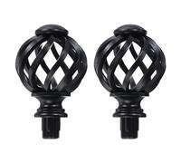 sourcing map Curtain Rod Finials, 2Pcs Plastic Drapery Rail Pole Head Cap Decorative Hollow Curtain Rail End Fits Dia. 19mm(3/4") Curtain Rods (Black)