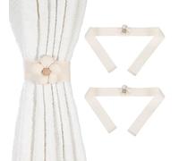 sourcing map Curtain Tiebacks, 2 Pack Cute Flower Curtain Ties Holdbacks Window Tie Backs Clips Decorative Rope Curtain Holdback Holder Handmade for Home Office Decor, Five-petal Beige
