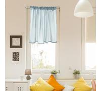 sourcing map Curtain Valances, 0.7m Wx1m l Window Treatment Curtains Half Sheer Curtain Valance Rod Pocket Valances for Kitchen Cafe Living Room Bedroom Bathroom, 1 Panel, Smoky Blue