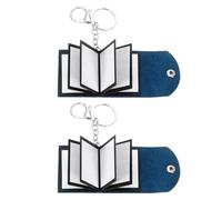 sourcing map Custom Keychain with Pictures, 2 Pcs Personalized Leather Mini Photo Album Keychain with 10 Pictures DIY Small Memory Keyring Book for Family, Navy Blue