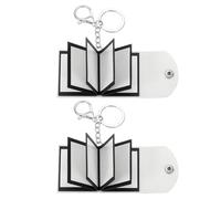 sourcing map Custom Keychain with Pictures, 2 Pcs Personalized Leather Mini Photo Album Keychain with 10 Pictures DIY Small Memory Keyring Book for Family, Pure White