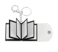 sourcing map Custom Keychain with Pictures, Personalized Leather Mini Photo Album Keychain with 10 Pictures DIY Small Memory Keyring Book for Family, Pure White