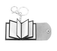 sourcing map Custom Keychain with Pictures, Personalized Leather Mini Photo Album Keychain with 10 Pictures DIY Small Memory Keyring Book for Family, Silver