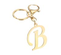 sourcing map Cute Gold Initial Letter Keychain, Stainless Steel Letter B Keychains Alphabet A-Z Key Rings for Women Handbag Purse Bag Charm Personalized Gift
