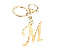 sourcing map Cute Gold Initial Letter Keychain, Stainless Steel Letter M Keychains Alphabet A-Z Key Rings for Women Handbag Purse Bag Charm Personalized Gift