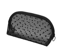 sourcing map Cute Mini Makeup Bag, Mesh Cosmetic Bag Half Round for Women Small Purse Heart Printed Organizer Pouches with Zipper Portable Travel Toiletry Pouch, Black