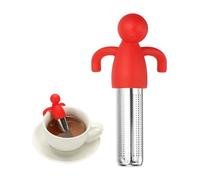 sourcing map Cute Tea Infuser, Stainless Steel Loose Leaf Tea Steeper Filter with Silicone Handle Reusable Coarse Pores Mesh Strainer Diffuser for Teacups Teapots Mugs, Red