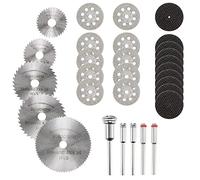 sourcing map Cutting Wheel Set for Rotary Tools, Mini High Speed Steel Cutting Wheel Kit, Diamond Cutting Wheels, Resin Cutoff Disc with 1/8" Mandrels for Wood Metal 30pcs