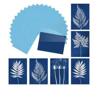 sourcing map Cyanotype Paper,12 Sheet Sun Print Kit High Sensitive Sun Blue Crafts Paper with Acrylic Board for Adults DIY Project Art,4.1x5.8 Inch (A6)