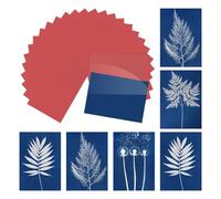 sourcing map Cyanotype Paper,24 Sheet Sun Print Paper Kit High Sensitive Sun Paper Red Crafts Paper with Acrylic Board for Adults DIY Project Art,2.9x4.1 Inch (A7)
