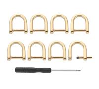 sourcing map D-Rings Screw in Shackle, 8Pcs 0.35 Inch Zinc Alloy Horseshoe U Shape D Ring Buckles for Purse DIY Leather Craft Keychain, Gold