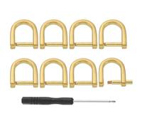 sourcing map D-Rings Screw in Shackle, 8Pcs 0.35 Inch Zinc Alloy Horseshoe U Shape D Ring Buckles for Purse DIY Leather Craft Keychain, Gilding Gold