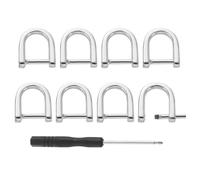 sourcing map D-Rings Screw in Shackle, 8Pcs 0.35 Inch Zinc Alloy Horseshoe U Shape D Ring Buckles for Purse DIY Leather Craft Keychain, Silver