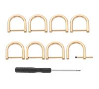 sourcing map D-Rings Screw in Shackle, 8Pcs 0.79 Inch Zinc Alloy Horseshoe U Shape D Ring Buckles for Purse DIY Leather Craft Keychain, Gold
