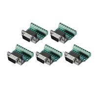 sourcing map D-sub Connector DB9 Male Socket 9-pin Male Serial Port Terminal Breakout for Mechanical Equipment CNC Computers Pack of 5