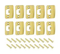 sourcing map D-Type Door Strike Plate, 10Pcs 57mm x 45mm Rounded Corners 201 Stainless Steel Latch Deadbolt Strike Plate for Door Frame Door Jamb, Gold