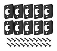 sourcing map D-Type Door Strike Plate, 10Pcs 57mm x 45mm Rounded Corners 201 Stainless Steel Latch Deadbolt Strike Plate for Door Frame Door Jamb, Black