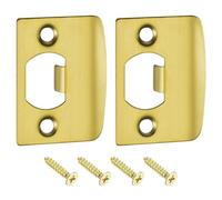 sourcing map D-Type Door Strike Plate, 2Pcs 57mm x 45mm 201 Stainless Steel Latch Deadbolt Strike Plate for Door Frame Door Jamb, Gold