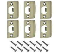 sourcing map D-Type Door Strike Plate, 6Pcs 57mm x 45mm 201 Stainless Steel Latch Deadbolt Strike Plate for Door Frame Door Jamb, Bronze