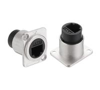 sourcing map D Type RJ45 Coupler, Panel Mount Connector Female to Female LAN Network Bulkhead Pass Through Socket for CAT6A/CAT6/CAT5E/CAT5, Pack of 5
